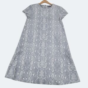 J. McLaughlin Faux Suede Gray Snake Patterned A-Line Dress Size Small